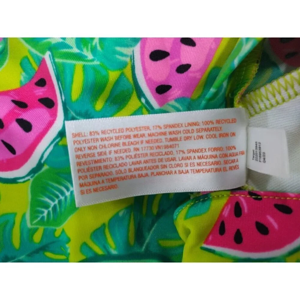 Girls Watermelon Print One-Piece Swimsuit With Zipper Closure, Size S (6/7) NWT.